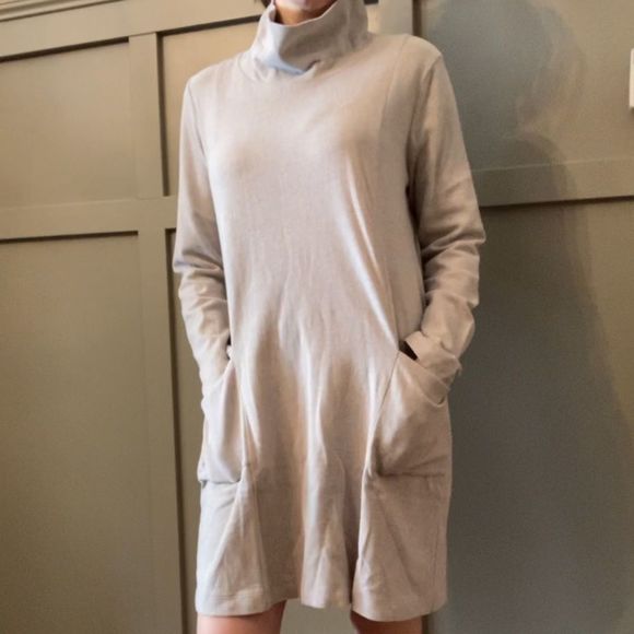 J. Jill Pure Jill Soft Touch Cotton Cowl Neck Sweatshirt Dress Size Medium - Picture 3 of 9